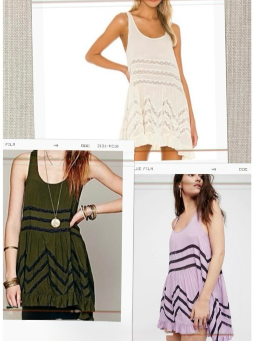 Free People Dresses/Tunics Bundle Sleeveless Cream, Olive, and Lavender Size XS